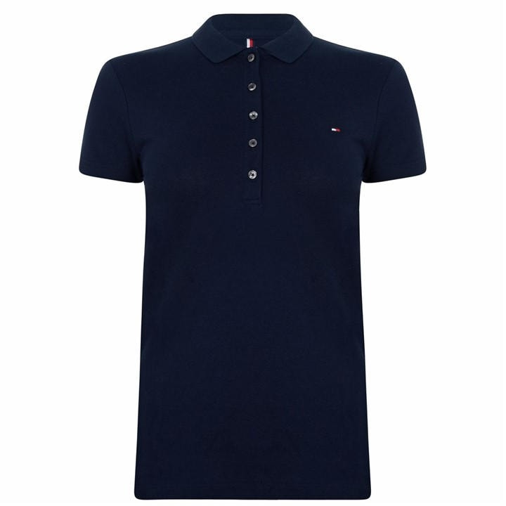 Tommy Hilfiger Women's Blue Heritage Short Sleeve Slim Fit Polo Shirt Size 14