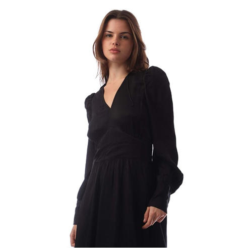 Boss - Women's Donny V-Neck Long Sleeve Viscose Mini Skater Dress