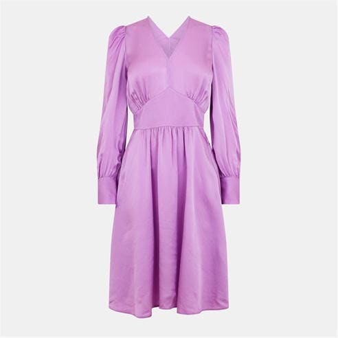 Boss - Women's Donny V-Neck Long Sleeve Viscose Mini Skater Dress